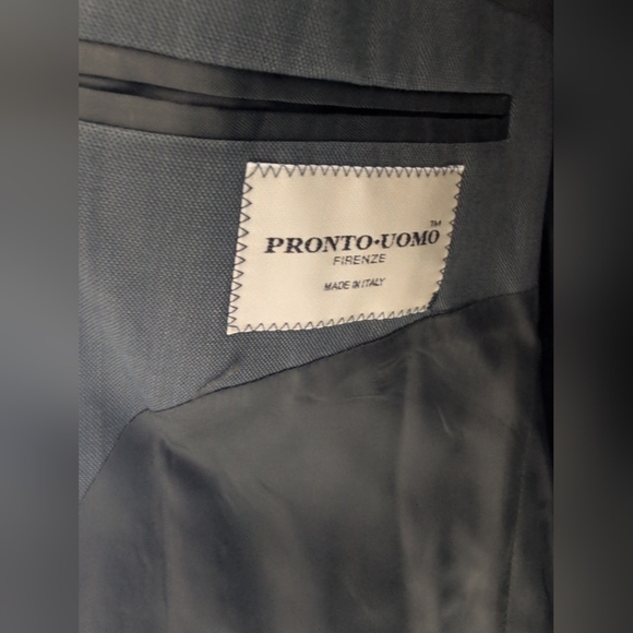 Pronto Uomo Mens Sz 44 LN Gray Green Wool 4 Button Blazer Suit Jacket Coat - Picture 5 of 7